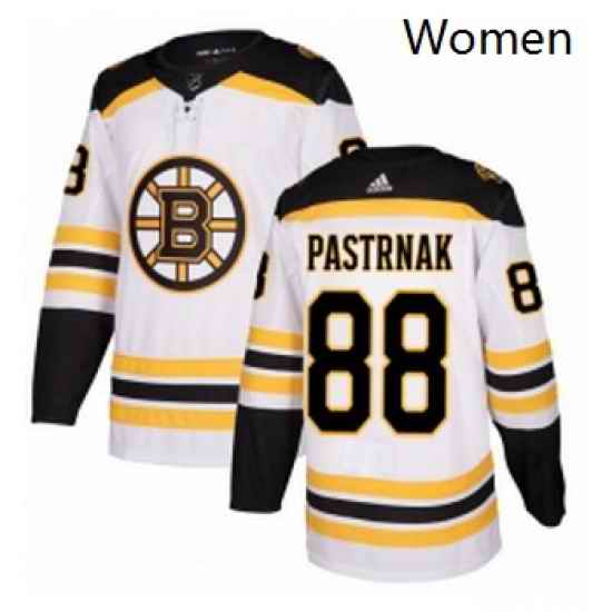 Womens Adidas Boston Bruins 88 David Pastrnak Authentic White Away NHL Jersey